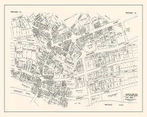Vintage Map of Pawtucket, RI Business Section 1946