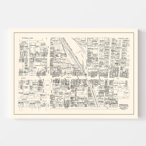 Vintage Map of Pittsfield, MA Business Section 1946