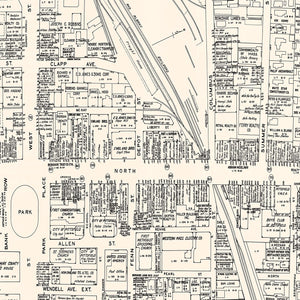 Vintage Map of Pittsfield, MA Business Section 1946