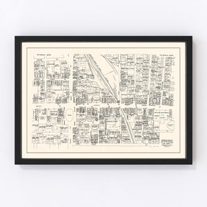 Vintage Map of Pittsfield, MA Business Section 1946