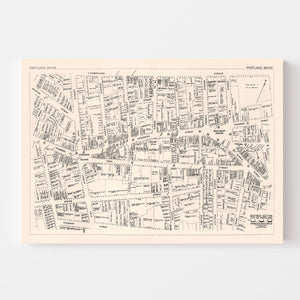 Vintage Map of Portland, ME Business Section 1946