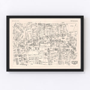 Vintage Map of Portland, ME Business Section 1946