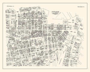 Vintage Map of Providence, RI Business Section 1946