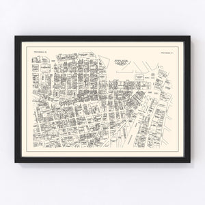Vintage Map of Providence, RI Business Section 1946