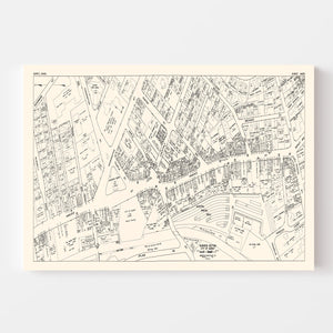 Vintage Map of Quincy, MA Business Section 1946