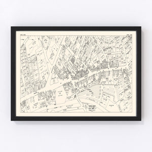 Vintage Map of Quincy, MA Business Section 1946