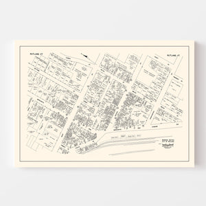 Vintage Map of Rutland, VT Business Section 1946