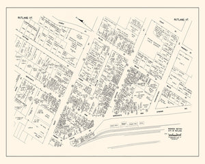 Vintage Map of Rutland, VT Business Section 1946