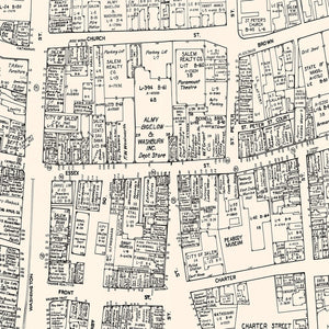 Vintage Map of Salem, MA Business Section 1946