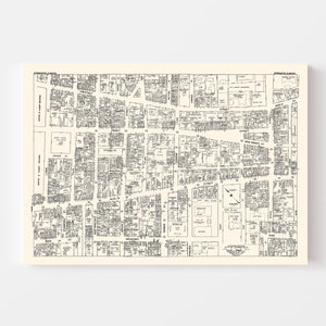 Vintage Map of Springfield, MA Business Section 1946