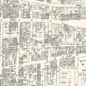 Vintage Map of Springfield, MA Business Section 1946