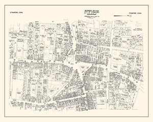 Vintage Map of Stamford, CT Business Section 1946