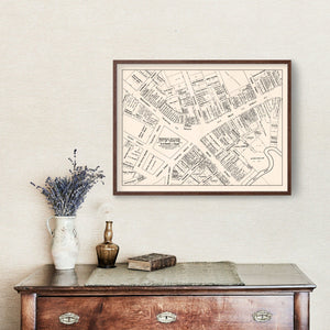 Vintage Map of Taunton, MA Business Section 1946