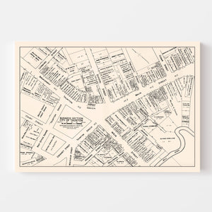 Vintage Map of Taunton, MA Business Section 1946