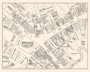 Vintage Map of Taunton, MA Business Section 1946