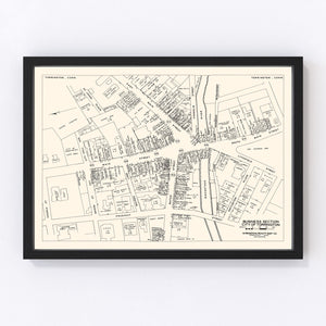 Vintage Map of Torrington, CT Business Section 1946