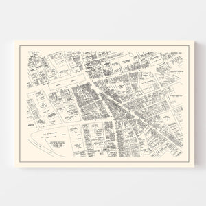 Vintage Map of Waterbury, CT Business Section 1946