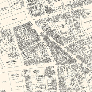 Vintage Map of Waterbury, CT Business Section 1946