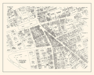 Vintage Map of Waterbury, CT Business Section 1946