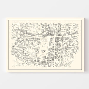 Vintage Map of Worcester, MA Business Section 1946