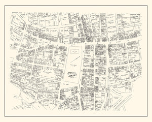 Vintage Map of Worcester, MA Business Section 1946