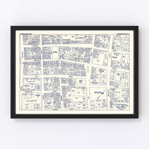 Vintage Map of Charleston, WV Business Section 1950