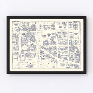 Vintage Map of Chester, PA Business Section 1950