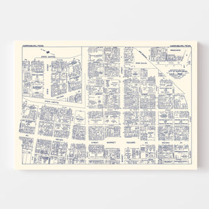 Vintage Map of Harrisburg, PA Business Section 1950