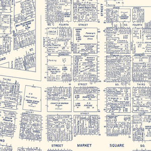 Vintage Map of Harrisburg, PA Business Section 1950