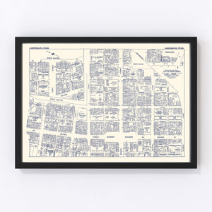 Vintage Map of Harrisburg, PA Business Section 1950