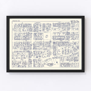 Vintage Map of Johnstown, PA Business Section 1950