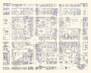 Vintage Map of Lancaster, PA Business Section 1950