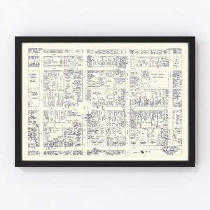 Vintage Map of Lancaster, PA Business Section 1950