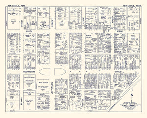 Vintage Map of New Castle, PA Business Section 1950