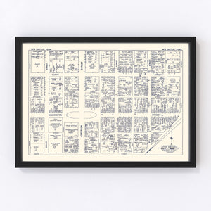 Vintage Map of New Castle, PA Business Section 1950