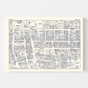 Vintage Map of Norfolk, VA Business Section 1950