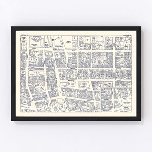 Vintage Map of Norfolk, VA Business Section 1950