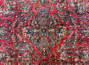 Palace Size Persian Sarouk Rug 10x16, Rare Size, Red, Large Antique Persian Carpet