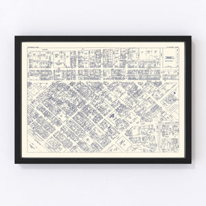 Vintage Map of Pittsburgh, PA Business Section 1950