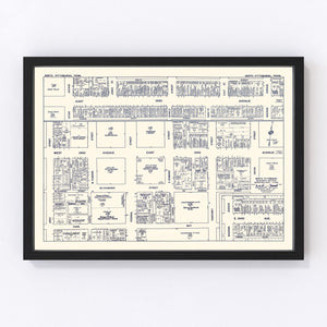 Vintage Map of North Pittsburgh, PA Business Section 1950