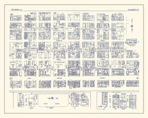 Vintage Map of Richmond, VA Business Section 1950