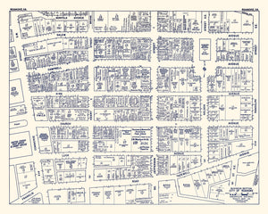 Vintage Map of Roanoke, VA Business Section 1950