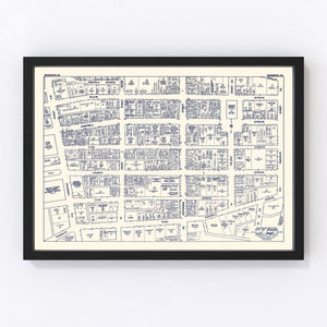 Vintage Map of Roanoke, VA Business Section 1950