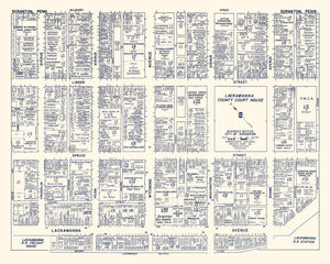 Vintage Map of Scranton, PA Business Section 1950
