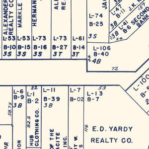 Vintage Map of Wilkes-Barre, PA Business Section 1950