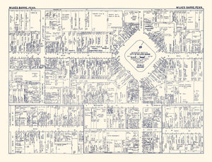 Vintage Map of Wilkes-Barre, PA Business Section 1950