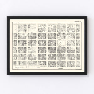 Vintage Map of Birmingham, AL Business Section 1929