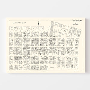 Vintage Map of Des Moines, IA Business Section 1929