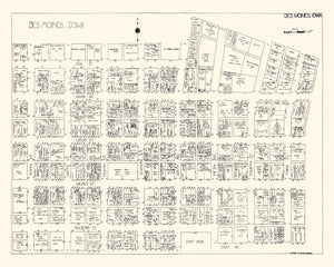 Vintage Map of Des Moines, IA Business Section 1929