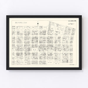 Vintage Map of Des Moines, IA Business Section 1929